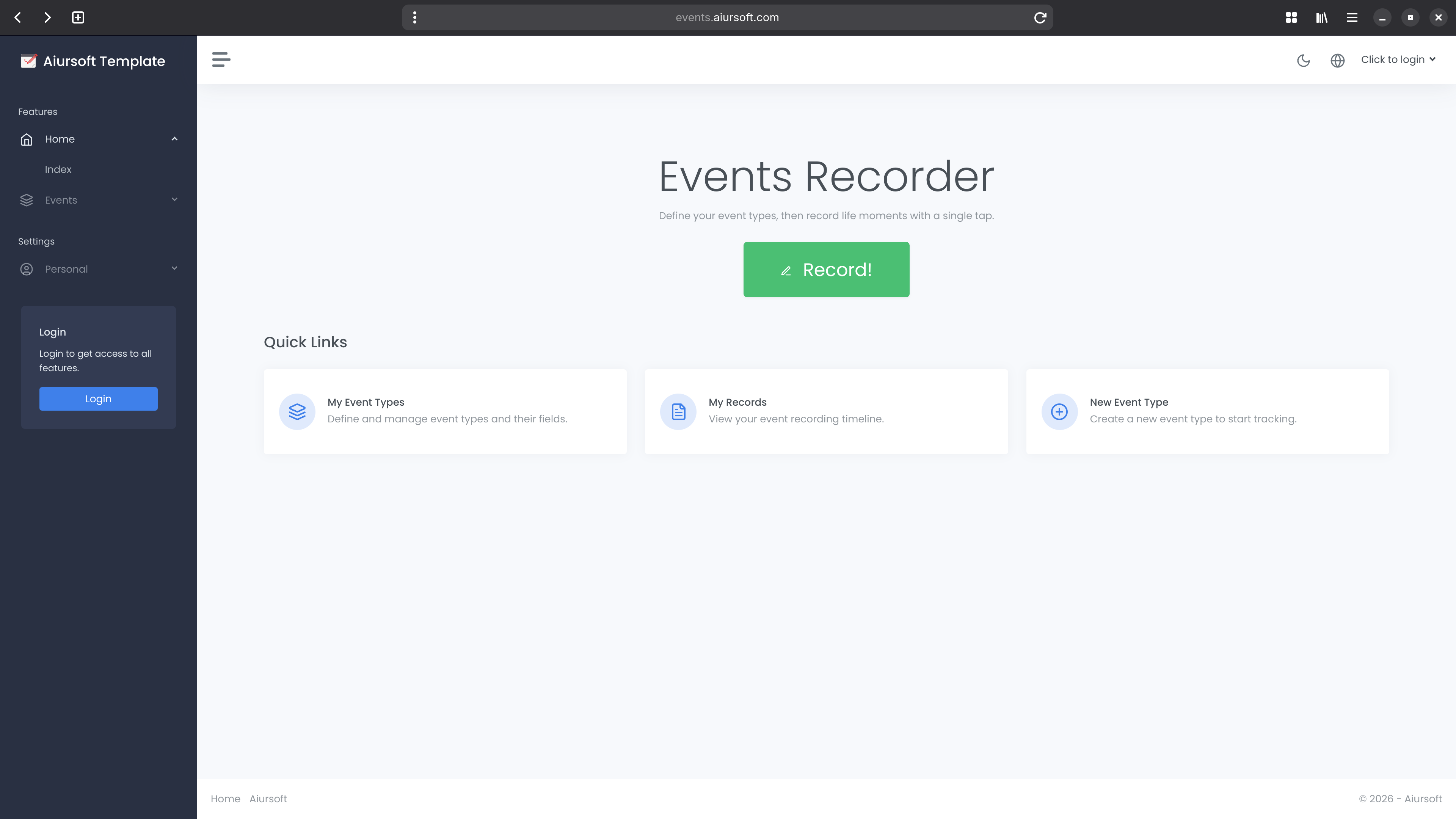 EventsRecorder screenshot